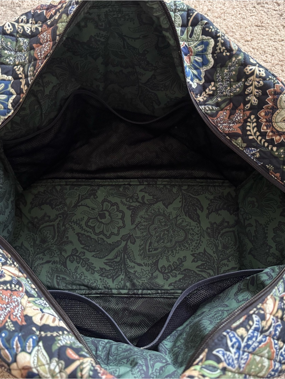 Vera Bradley Grand Traveler Travel Duffel Bag Java Blue Quilted Large Carry-on - Picture 2 of 5